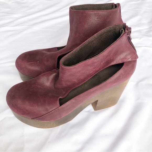 Free People Wine Rear Zip Platform Clog Size 8 - Picture 7 of 15